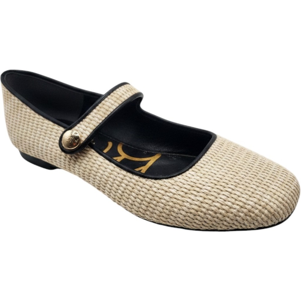 Sam Edelman Michaela Raffia‎ Mary Jane Flats Woven Square Toe Beige womens 9 W